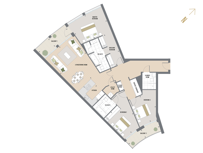 Floorplan for B.2.1 at Queen's Wharf, SECOND